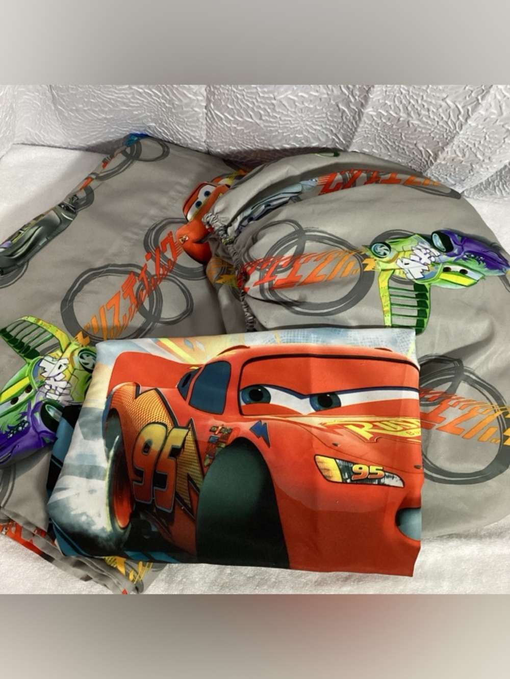 Disney Pixar Cars 3pc Full Size Sheet Set Lightning Mc Queen EUC